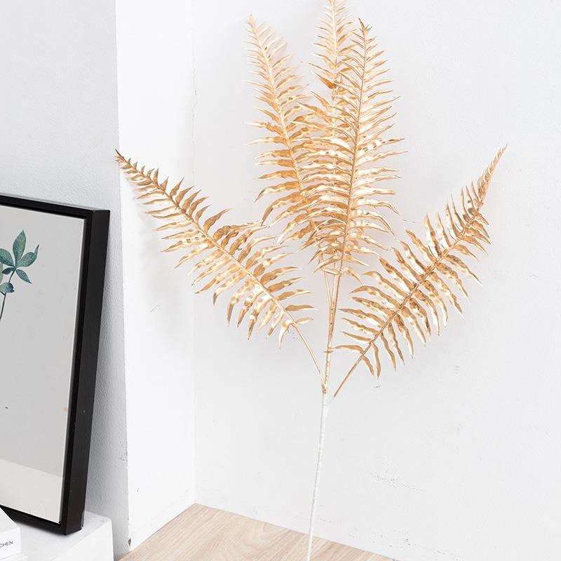 Buquê de Flores Artificiais Douradas Ornamento de Planta Falsa para Decoração de Casa, Quarto, Decoração de Natal, Ano Novo, Presentes, Acessórios