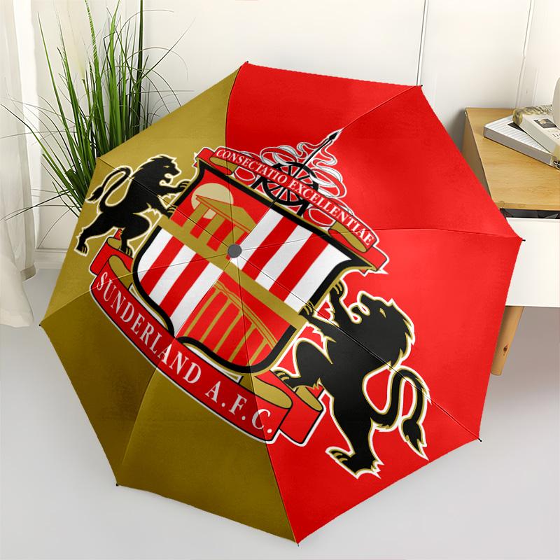 1 PC Automatic Folding Umbrella - Sunderland Afc Pattern Portable Foldable Design With 8 Ribs Christmas Birthday Gifts