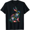 Floral Easter Women Girls Easter Bunny Spring Flowers Rabbit T-Shirt