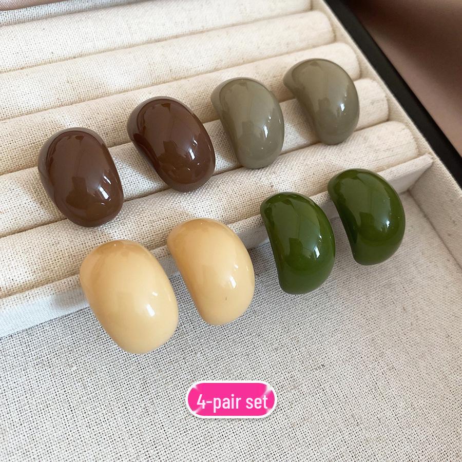 Achtteilige Silbernadel-Acryl C-förmige Ohrstecker - Einfach, Modisch, Retro Hongkong-Stil für Damen