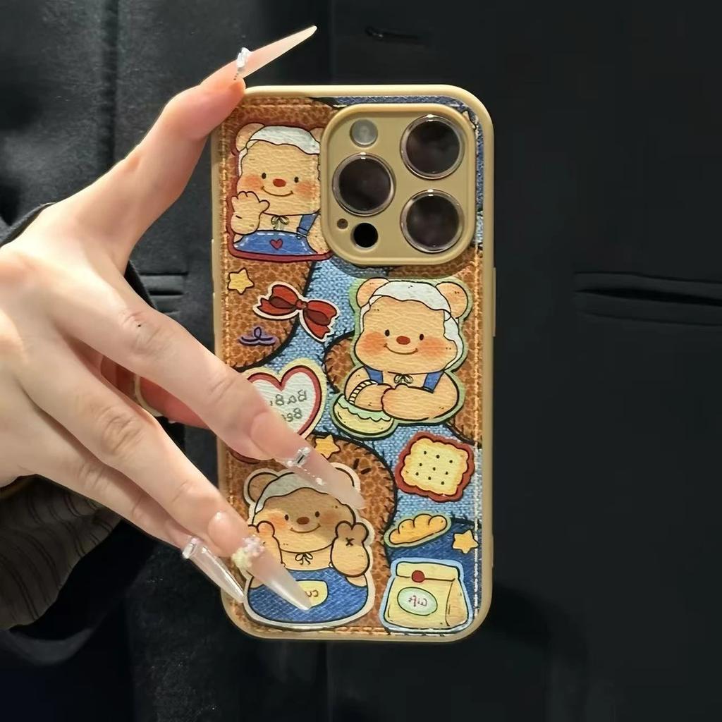 Cartoon Butter Toast Bear Applicable Apple 17Promax Mobile Phone Case IP16 Drum Air Cushion 15 Internet celebrities 14 Soft