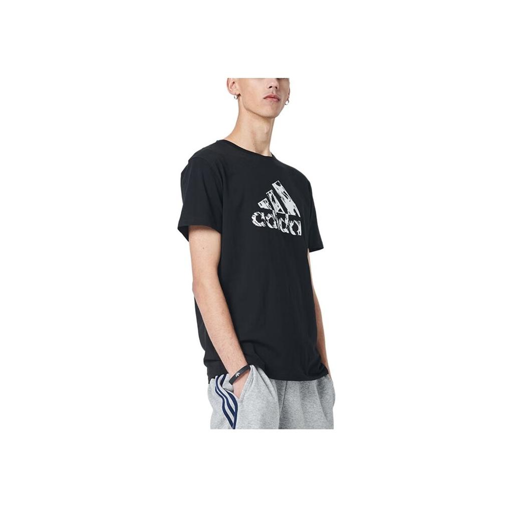 Adidas American Retro Letter Logo Print Sports Casual Short Sleeve T-Shirt Men Tops Black ADITSG2SMU-BW-1