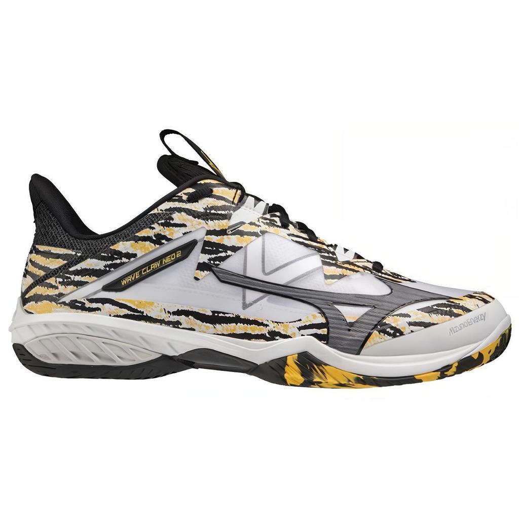 Mizuno Wave Claw Neo Shock Absorbing Non-Slip Durable Low-Top Badminton Shoes Unisex sneaker Black White Yellow 71GA227000