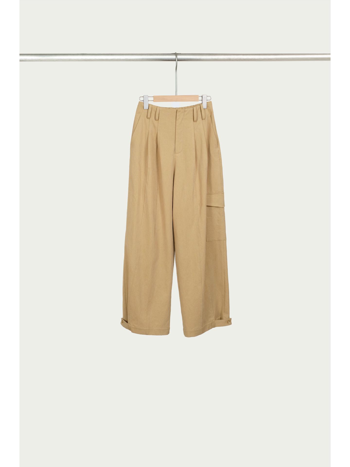 

Женские весенние брюки из хлопка Tencel с широкими штанинами и эластичным поясом - универсальная рабочая одежда и повседневные узкие брюки M хаки