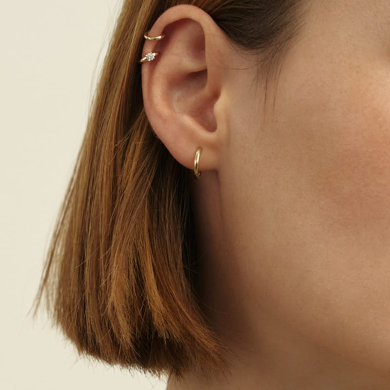 LUNNE 14k Diamond Shining One-Touch Earrings (14k Gold) #LCE03