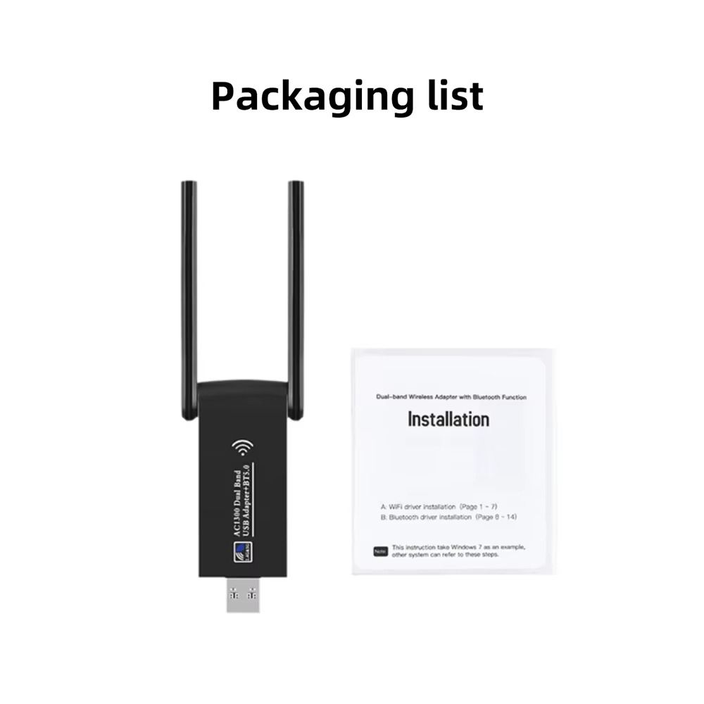2 Antenna Design 1300Mbps WiFi Dongle Dual Band Wireless Network Card WiFi USB Adapter  Office Use
