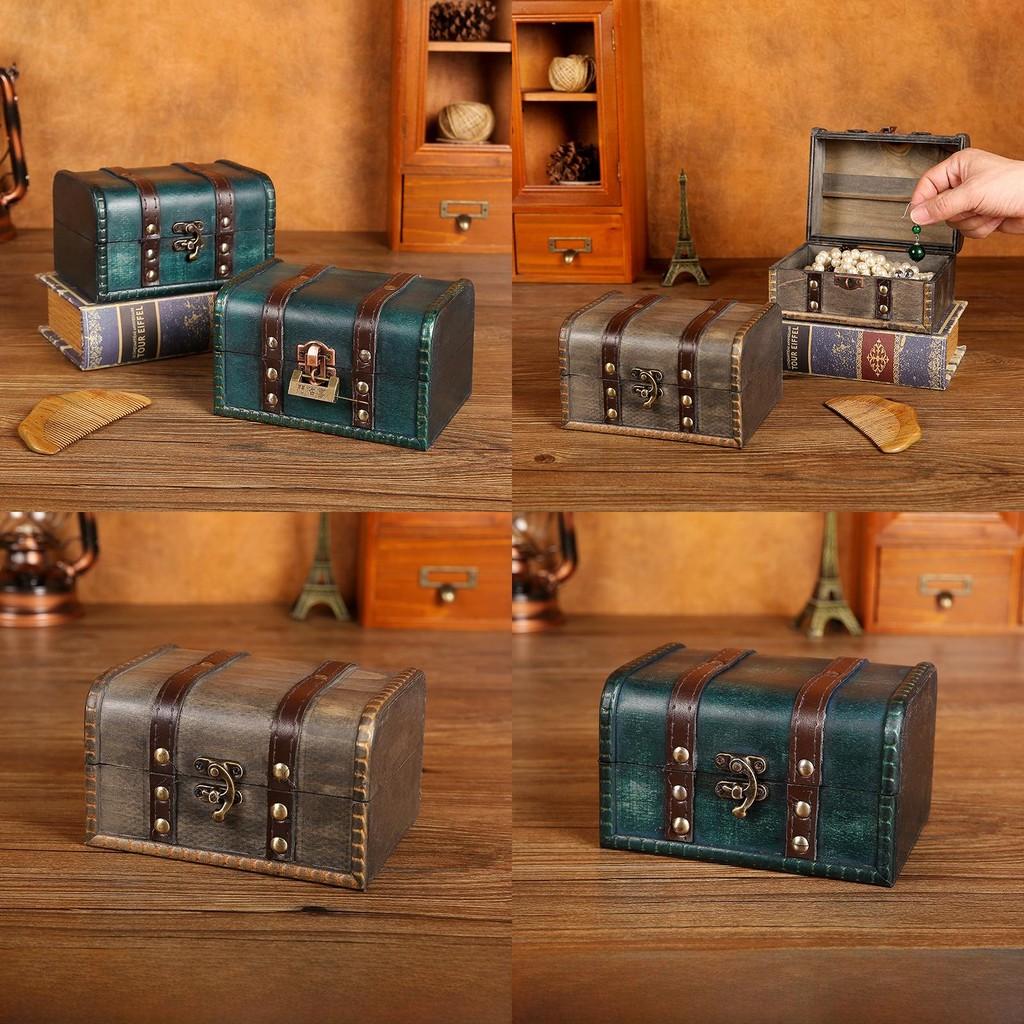 Storage Wooden Jewelry Box With Lid For Necklace Earring Organizer Decoration