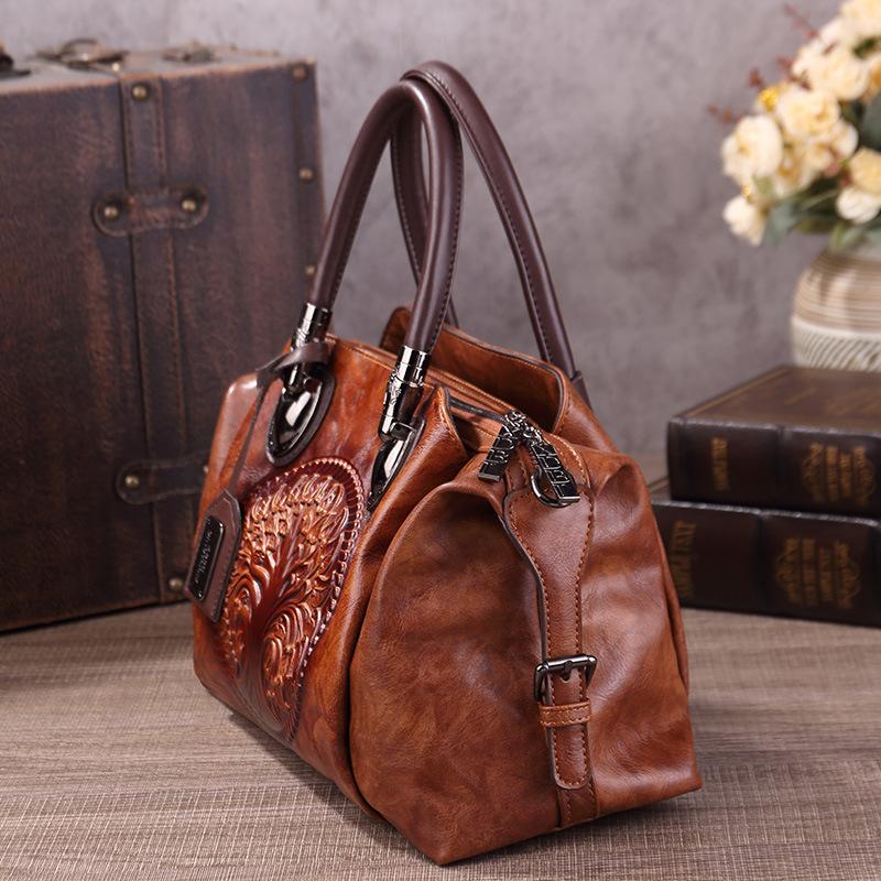 Borse a Spalla a Tracolla Stile Cinese Vintage per Donna Borse Tote con Stampa a Goffratura Grande Capacità Multitasche Borse Morbide