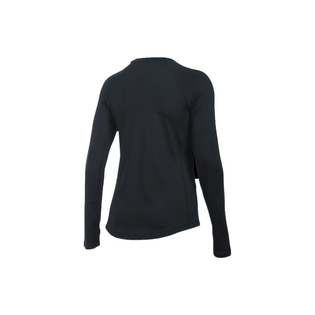Under Armour Solid Logo Print Crew Neck Pullover Sports Casual Long Sleeve T-Shirt Women Tops Black 1281244-001