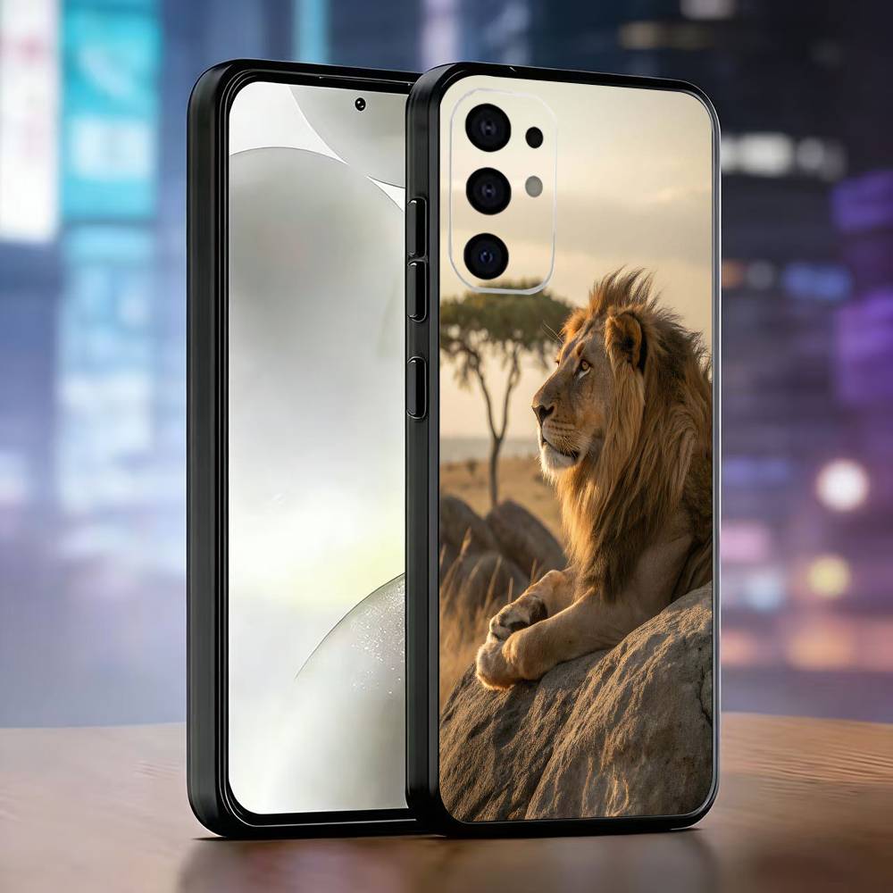 Lion Theme Phone Case For Samsung S25,S24,S21,S22,S23,S30,Ultra,S20,Plus,Fe,Soft Silicone Black Cover