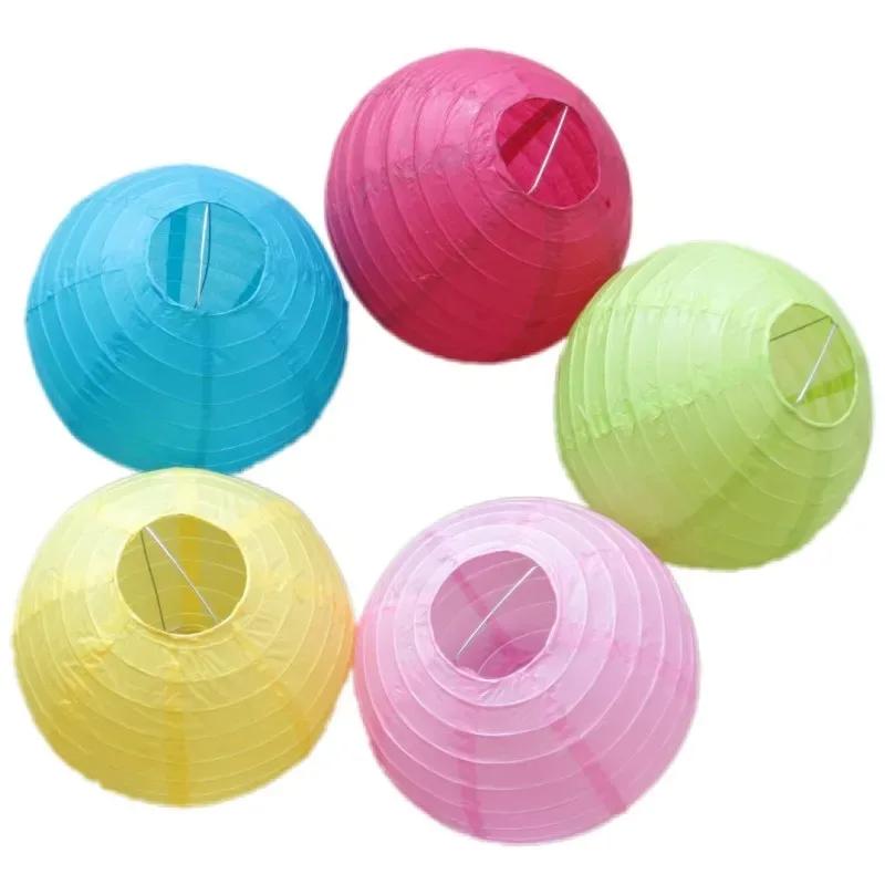 Diameter 15cm Paper Lanterns Yellow Orange Chinese Paper Lantern Lampion for Wedding Christmas Party Home Decorations Supplies