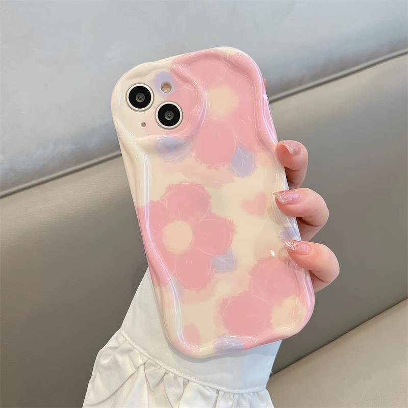 Suitable for Apple 15 Cream Pattern Mobile Phone Case Soft IPhone 14 ProMax Silicone All-inclusive 16plus Anti-fall 13