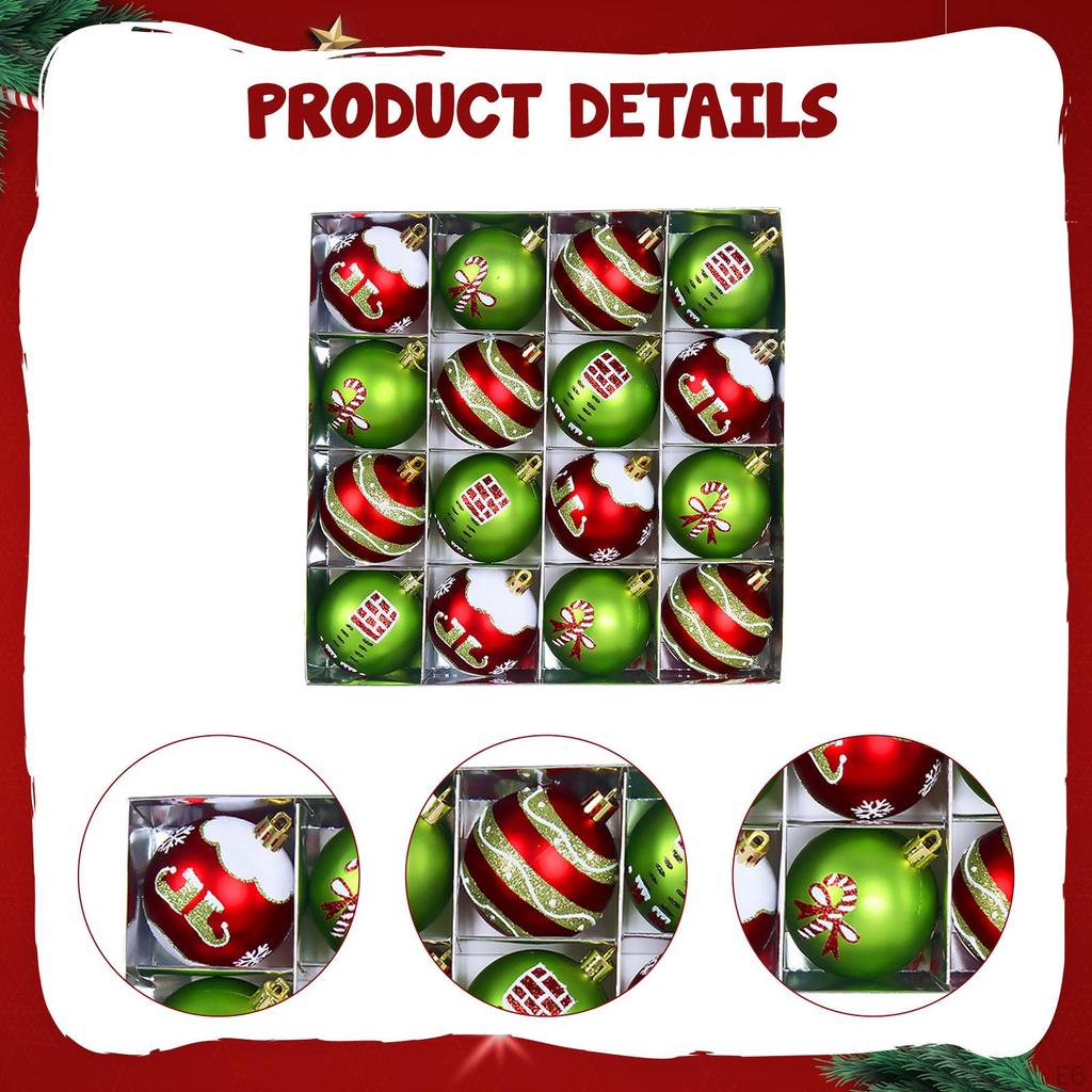 16 Stycken Julkulsdekorationer Dekorativa Julkulor Prydnader Träddekorationer för
