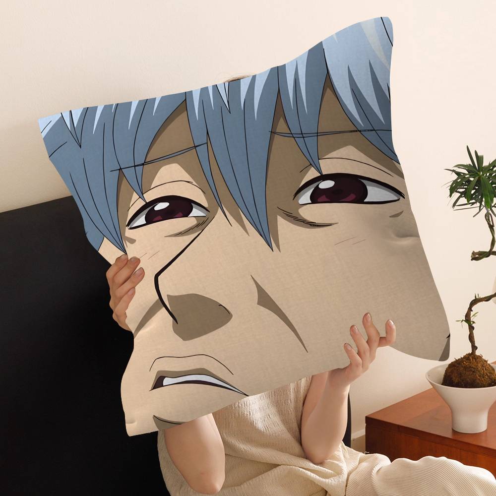GINTAMA Funny Comedy Anime Pillow Gift Home Office Decoration Bedroom Sofa Car Cushion Cover Case 45x45