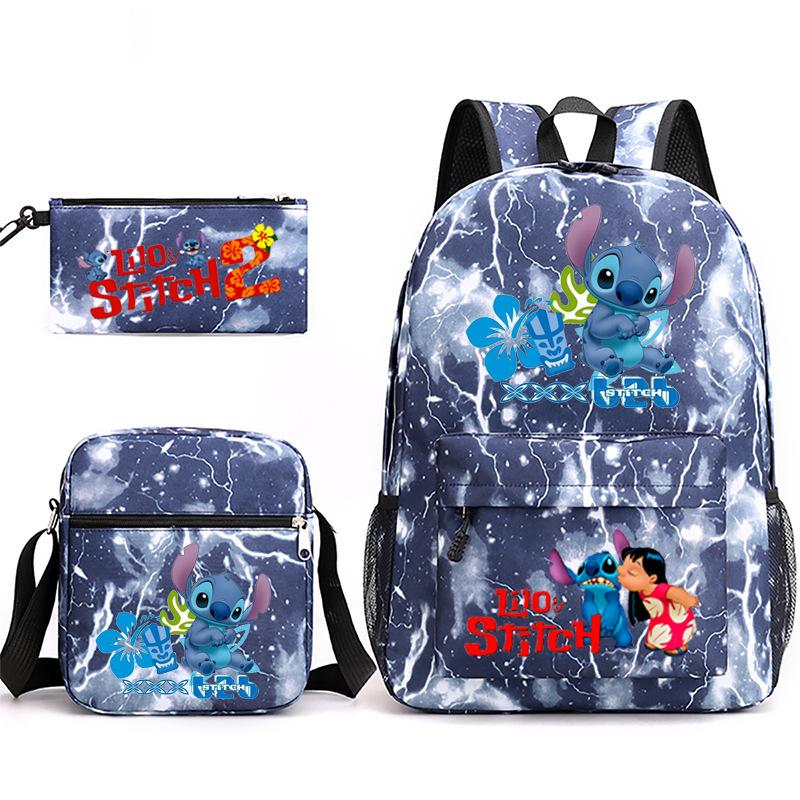 Large Capacity Schoolbag with Shoulder Strap; Student Three-piece Pencil Case Set