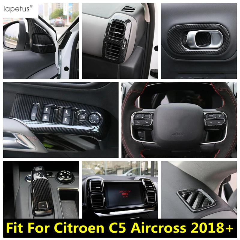 Gear Shift Head / Pillar A Frame / Steering Wheel / Handle Bowl Cover Trim ABS Accessories For Citroen C5 Aircross 2018 - 2024