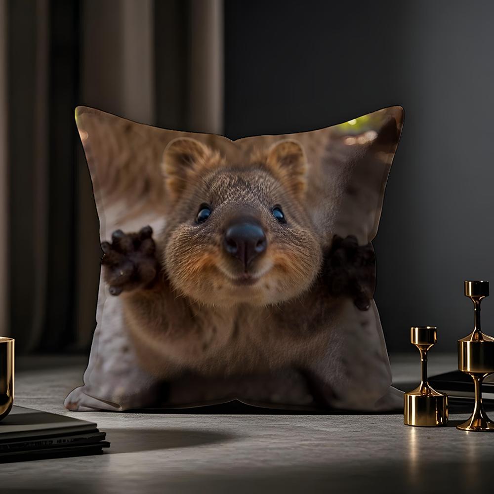 Anime Cute Rock Hyrax Animal Pillow Case Anti-Dustmite Pillowcase Invisible Zipper Silky Short Plush Sofa Cushion Cover