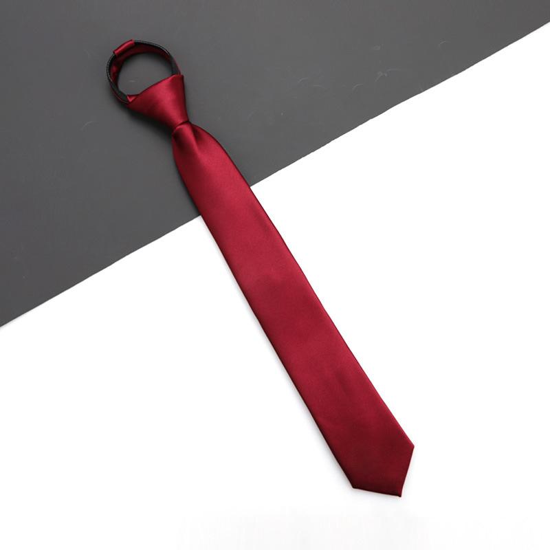 Men'S And Women'S Red Zip-Up Tie Groom Business Dress Wedding Korean Version Lazy No Striped Tie