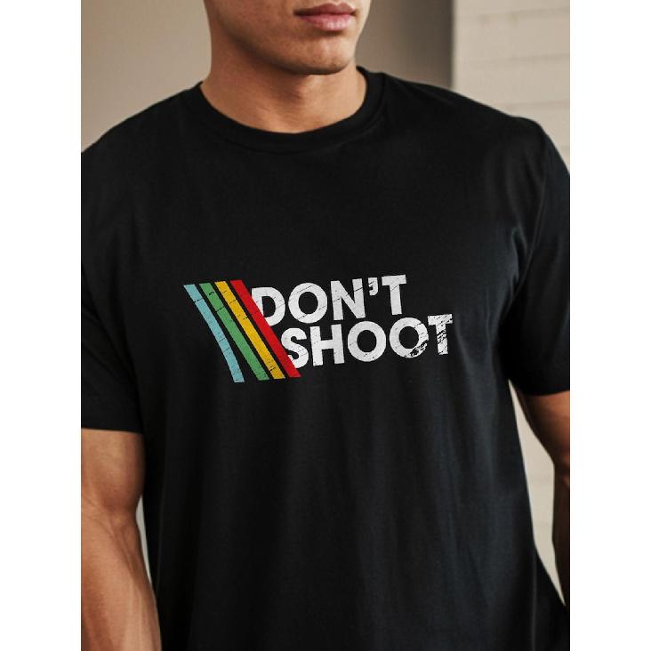 DON T SHOOT Gaming Shirt Sarcastic Funny Retro Arcade Raiders Tee Video Game Emote Gamer Gift Distressed Vintage ARC Stripes S