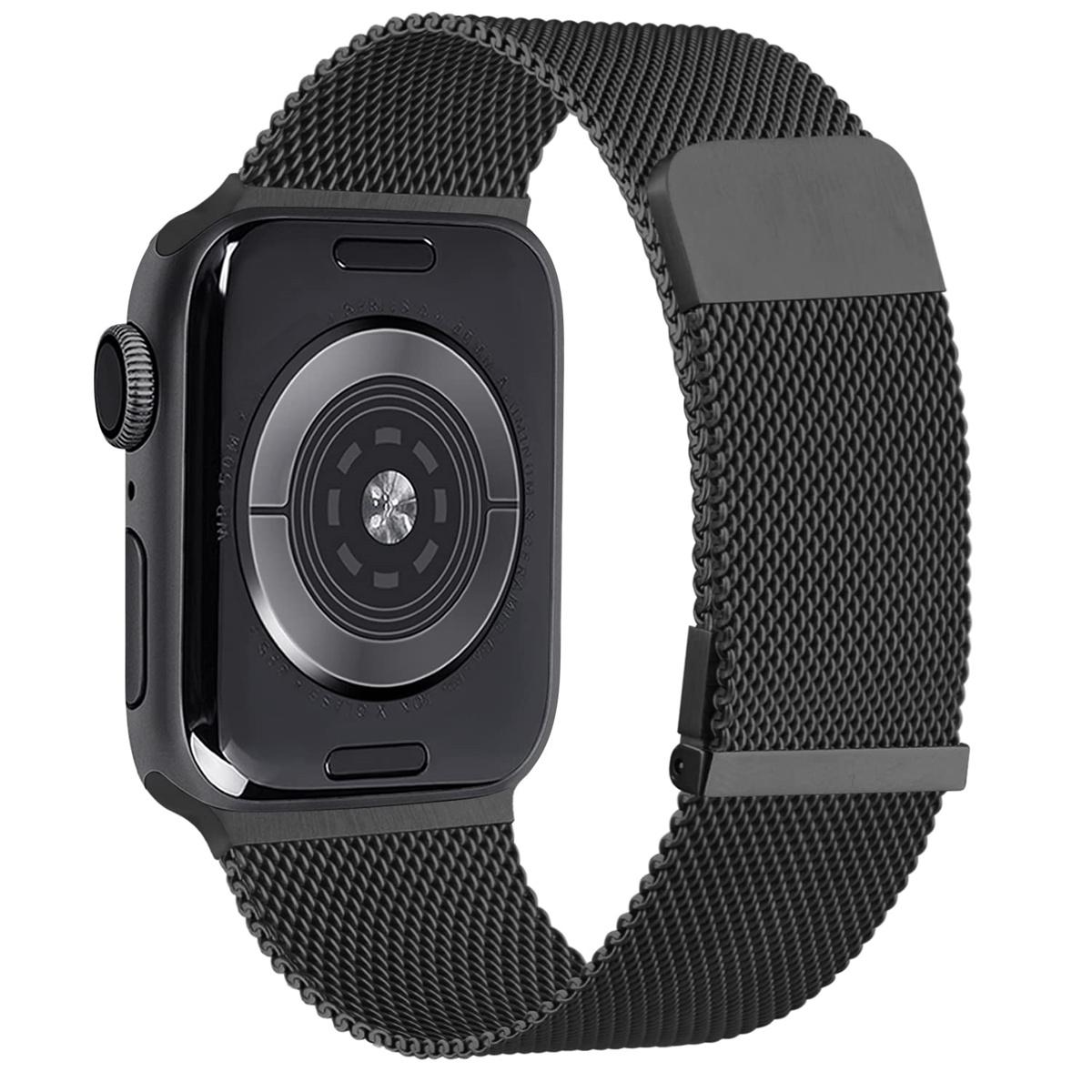 

For Apple Watch 10 46mm/Ultra 2/Ultra 49mm/9 8 7 45mm/SE (2023) SE (2022) SE 6 5 4 44mm/3 2 1 42mm Magnetic Wrist Strap Black