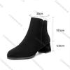 Comemore Autumn and Winter New Pointed Suede Side Zipper Ankle Boots for Women Casual Thick Middle Heel Female Botines