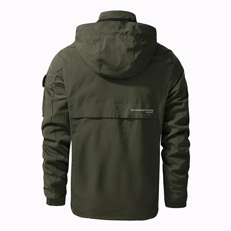 Giacca casual con cappuccio, funzionale, di grandi dimensioni, per uomo, giovane e di mezza età, primavera e autunno