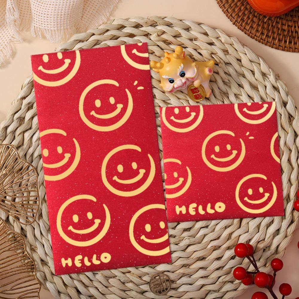 6Pcs Shining Spring Festival Red Pocket Stamp Design Lucky Money Bag  2024 Year of Dragon