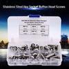 60-Piece M6 Stainless Steel Round Head Hex Socket Bolts with Plastic Case