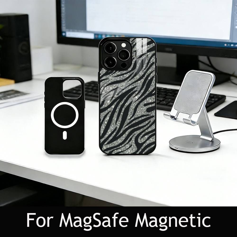 

p-Zebra print Phone Case For iPhone17,16,15,14,13,12,11 Plus,Pro Magnetic For Magsafe Wireless Charging iPhone14