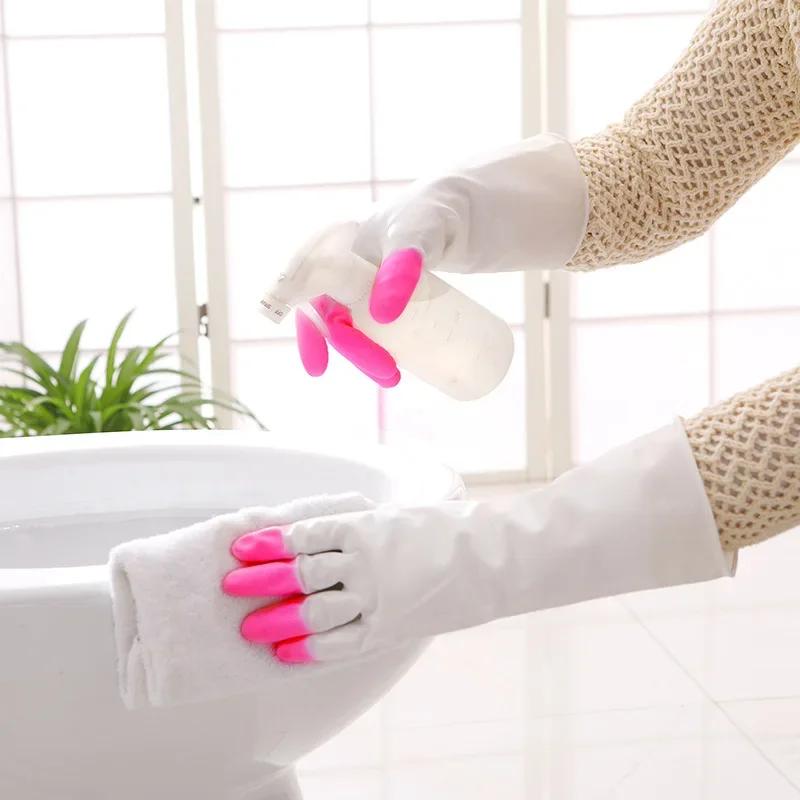 1pair Nitrile Washing Gloves Home Kitchen Bowl Durable Latex Washing Clothes Women'S Waterproof Household Rubber Gloves #1505