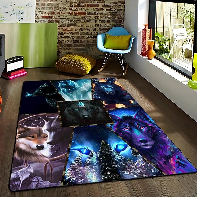 

Art Fantasy Wolf Килими з 3D-друком для вітальні Нековзкий килимок Тумбочка для спальні Сучасні прикраси дому Килимок для підлоги, який можна мити 40cm x 60cm