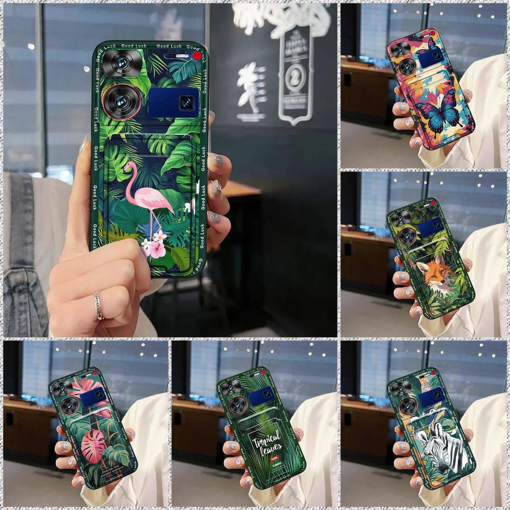 protective Back Cover Phone Case For ZTE Nubia Z60 Ultra TPU Cute Silicone Durable Card slot Soft case Card bag Graffiti