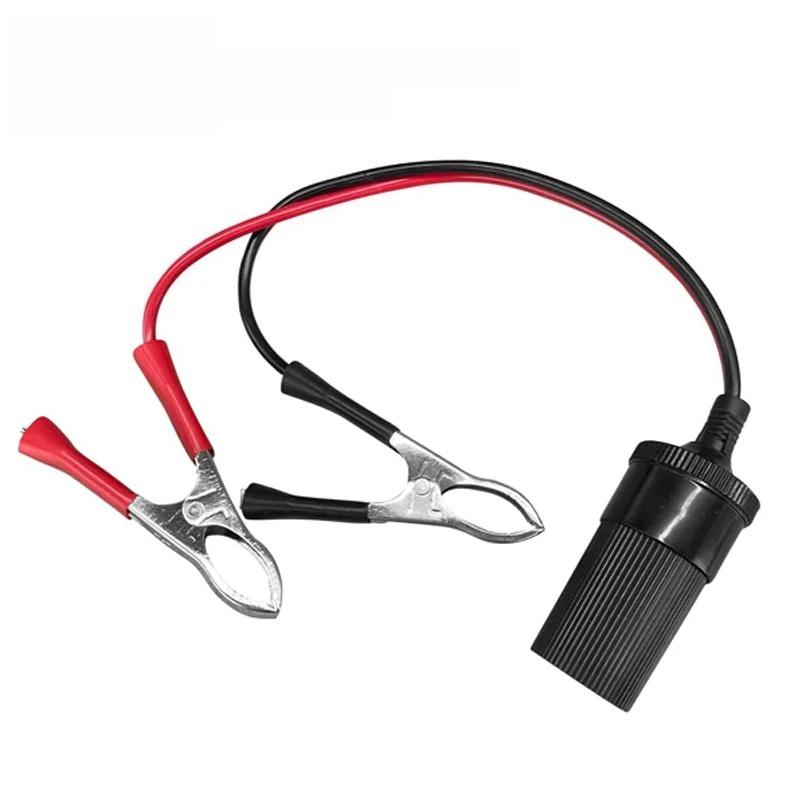 12V Heavy Duty Battery Terminal Clamp Clip Extension Cord Cigarette Lighter Socket Adapter Truck Trailer Motorcycl Outdoor Power