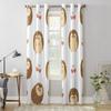 Cute Hedgehog With Heart Window Curtains For Living Room Luxury Bedroom Decor Drapes Kitchen Window Treatments Curtains