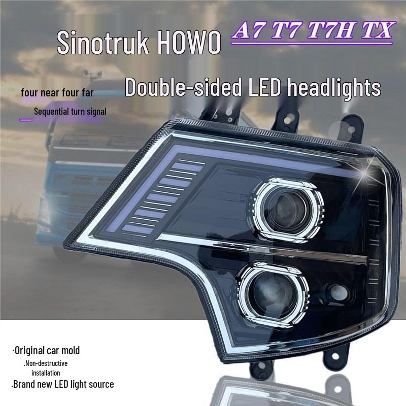 

SITRAK T7H T7 A7T5GT6GTX LED Headlight Assembly with Dual Lens - Four Low & High Beams Four Low Four High Right