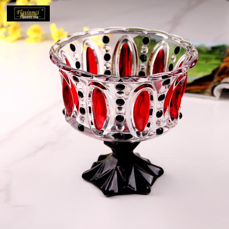 Tigela de Frutas de Vidro Vermelho Pintada à Mão Flavinmci