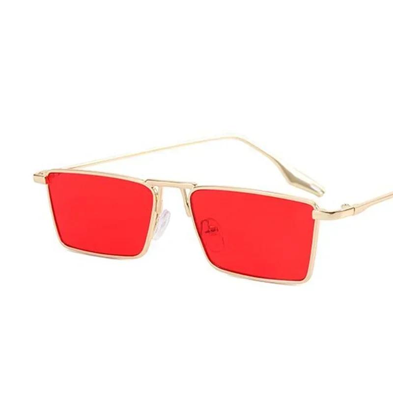 Vintage Schmale Kleine Sonnenbrille Frauen Luxus Marke Metall Rahmen Sonnenbrille Rechteck Fahren Brillen Angeln Brillen Männer