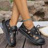 Fashion Middle-aged and Elderly Flat Simple Strappy Breathable Comfortable Leather Sandals for Women 2025 Summer New