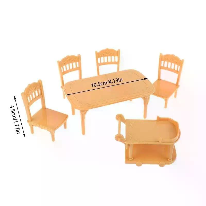1:12 Dollhouse Miniature Plastic Food Cart Table And Chair Model, Furniture Home Model, Decor Toy Doll House Accessories