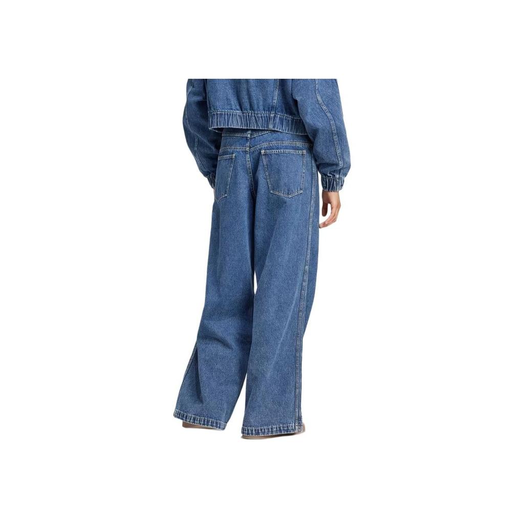 adidas Originals Premium Essentials Jeans a Gamba Larga Vita Alta Chiusura con Zip Logo Ricamato Donna Jeans Blu IW5760