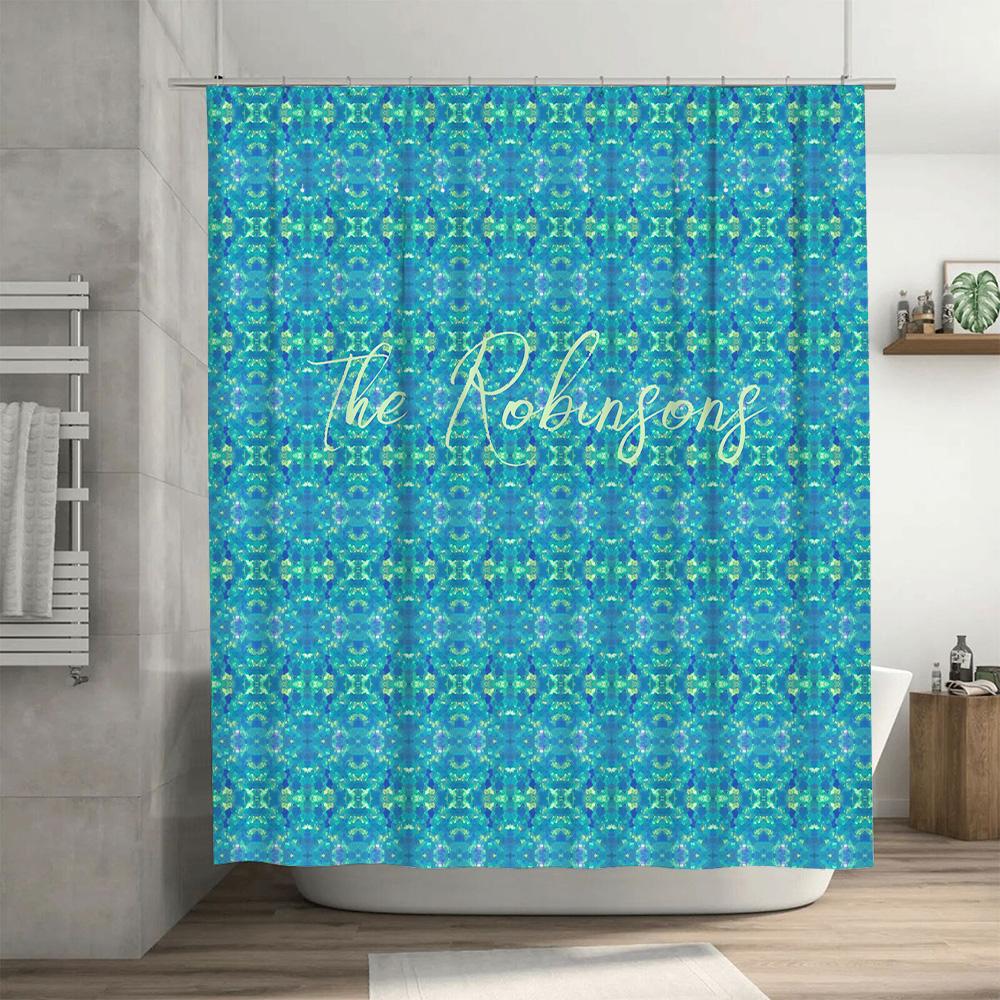 Personalized Shower Curtain Set with Custom Name Water-resistant Printed Fabric for Bathroom Decorations Easy Installation in Mu