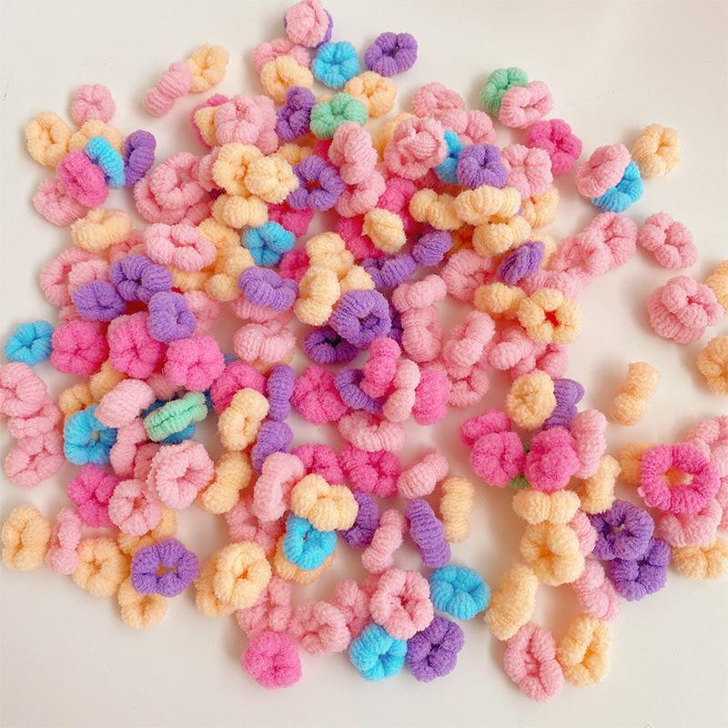 100 Pezzi/Scatola Mini Carini Fasce per Capelli da Bambina Colorati Elastici per Capelli per Bambini Scrunchies Elastici in Gomma per Accessori Capelli da Bambina