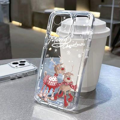 Płatki Śniegu Łoś Prezenty Noworoczne Etui na Telefon Dla iPhone 13 Etui dla iPhone 11 12 14 15 16 Pro Max XR XS X 7 8 Plus SE Przezroczysta Pokrowiec