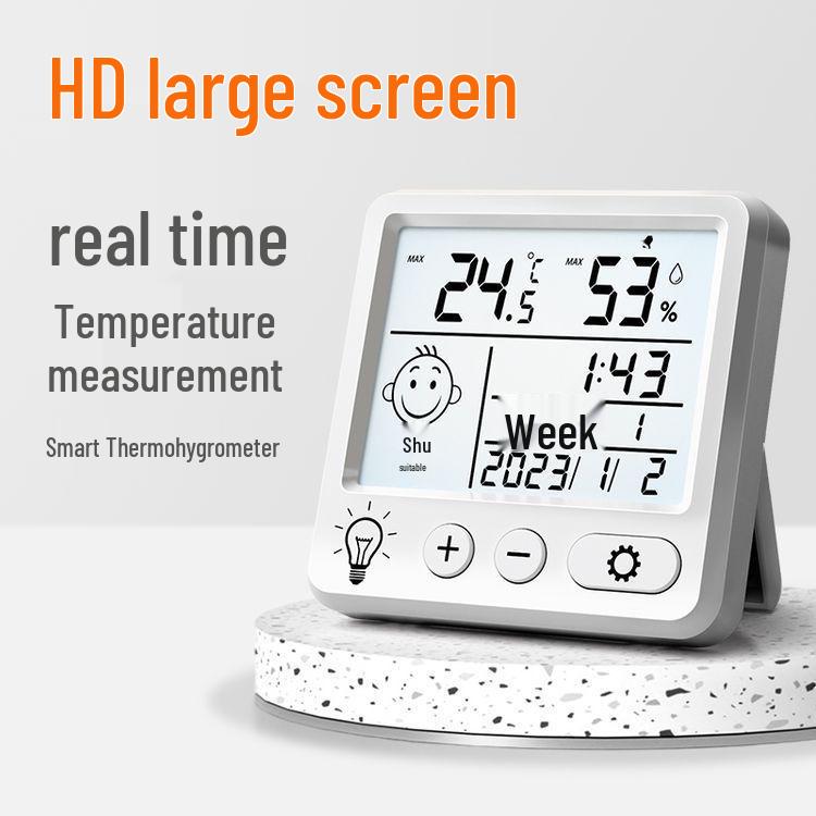 

High-Precision Indoor Wall-Mounted Thermohygrometer with Alarm Clock for Baby Room