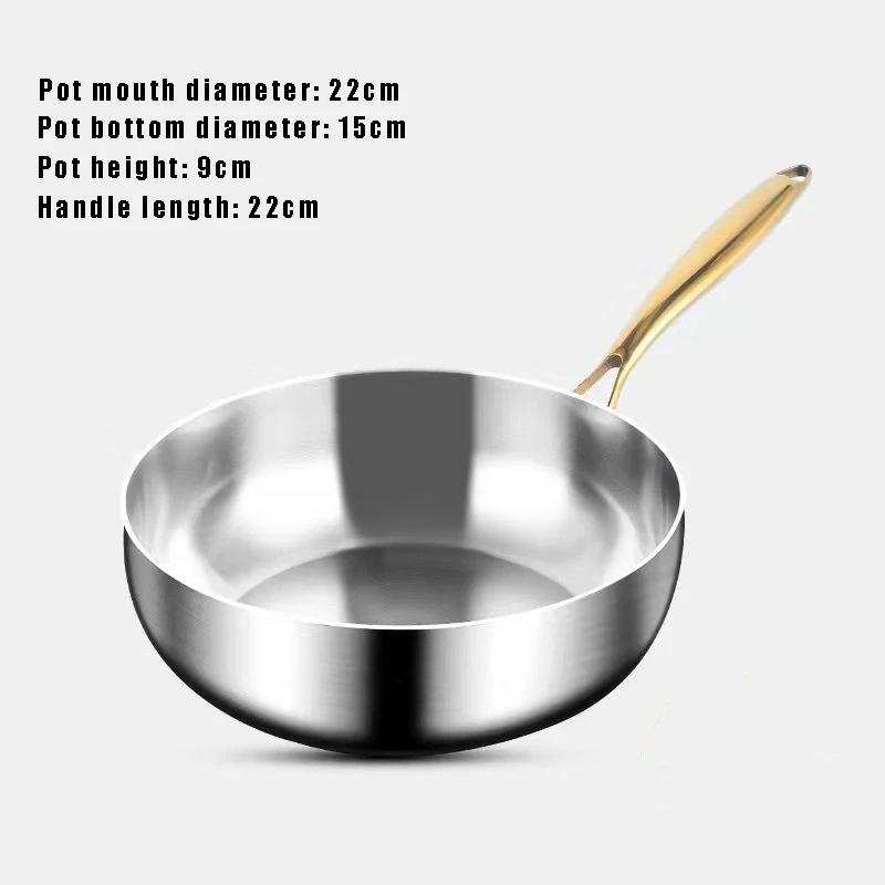 316 Nerezová pánev na hluboké smažení wok nepřilnavá Vaření Smažený steak Plynový sporák Hrnec Indukce Obecné kuchyňské nádobí Hrnec