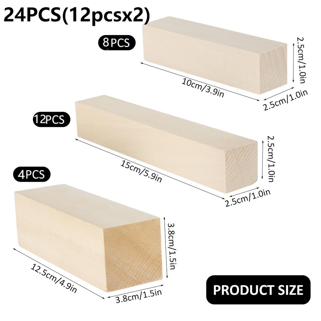 10/12Pcs Wood Carving Block Premium Basswood Wood Natural Soft Wood Carving Block Unfinished Wood Block Carving Art Supplies