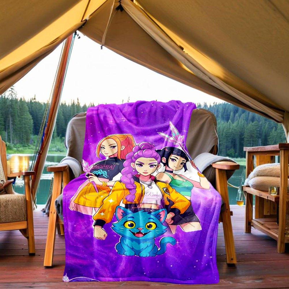 

Magical Trio with Blue Cat Fantasy Art Print Blanket Lightweight Flannel Throw Blanket for Sofa, Bed, Travel, Camping, Livingroom, Office, 130x150cm