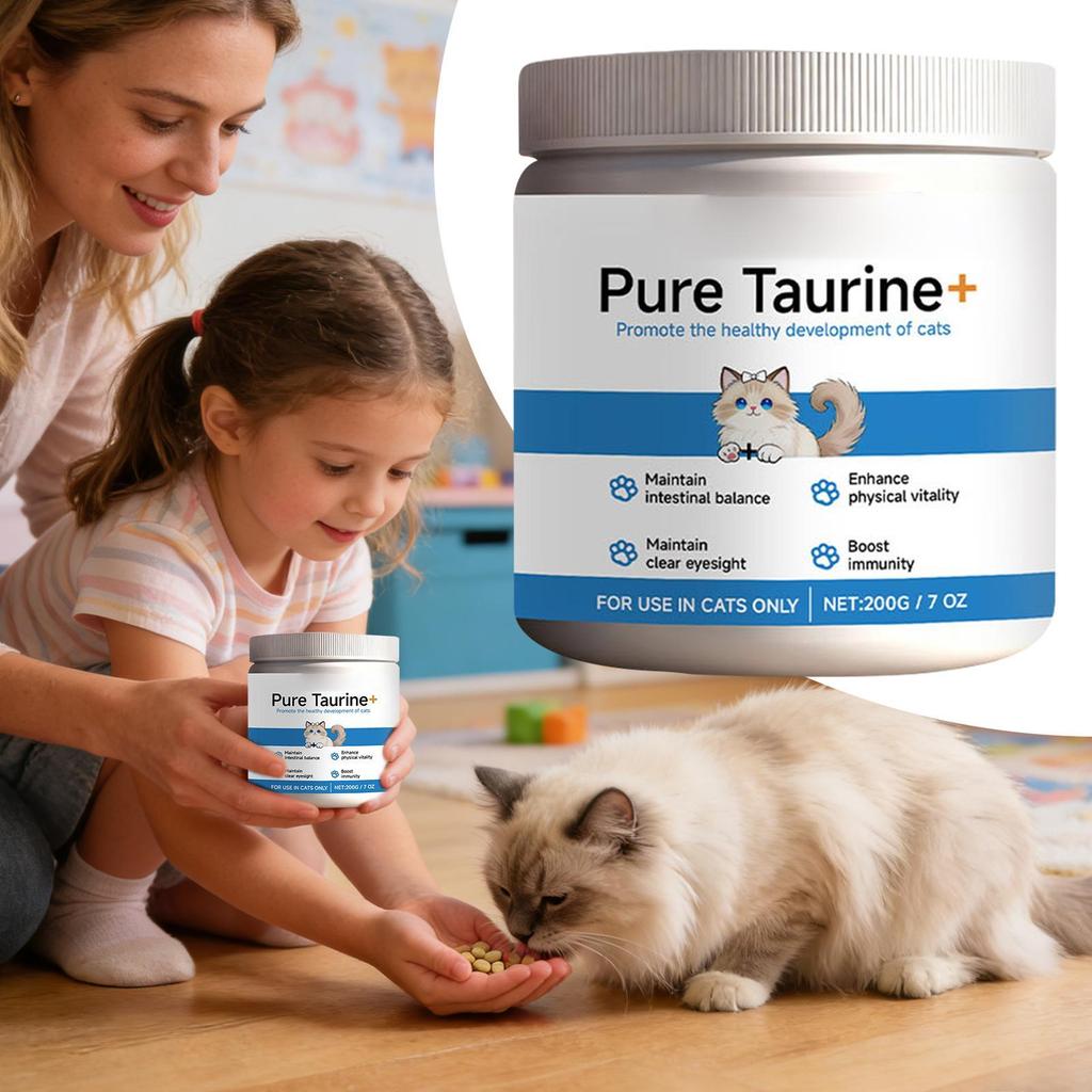 Katzen Taurin Pulver Unterstützung für die Herzgesundheit von Haustieren Fördert und erhält die Sehkraft Glänzendes Fell Tägliche Pflege für Haustiere Nährstoffpulver