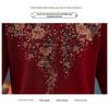 Happy Mother-in-law V-neck Red Knitwear with Handmade Sequin Embroidery - Slimming and Age-Reducing Top for Spring and Autumn