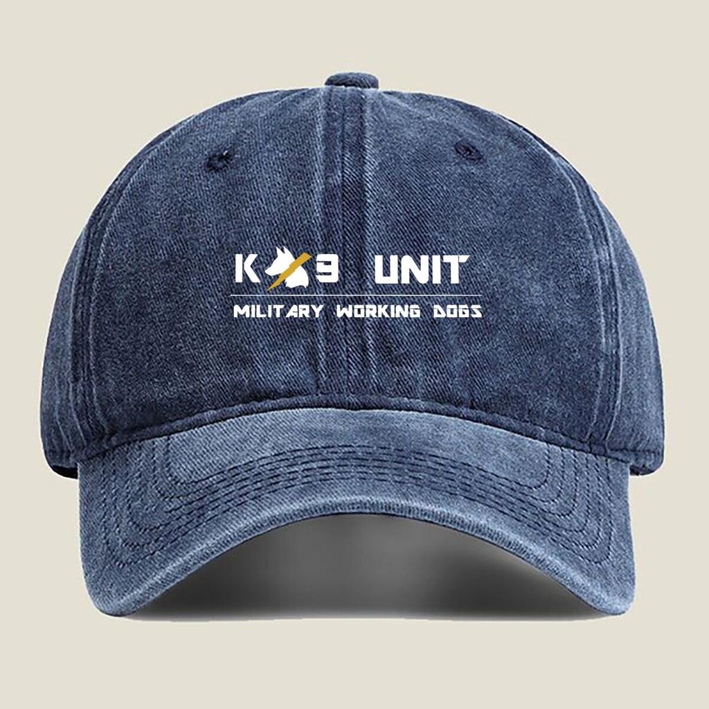 K9 Unit Military Dogs Text Fashion Washed Baseball Cap Hat Outdoor Activities